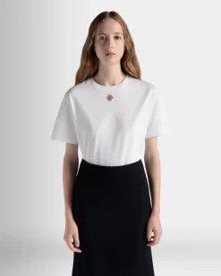 T-Shirt Aus Baumwolle In Weiß Mit Bally Crest Logo