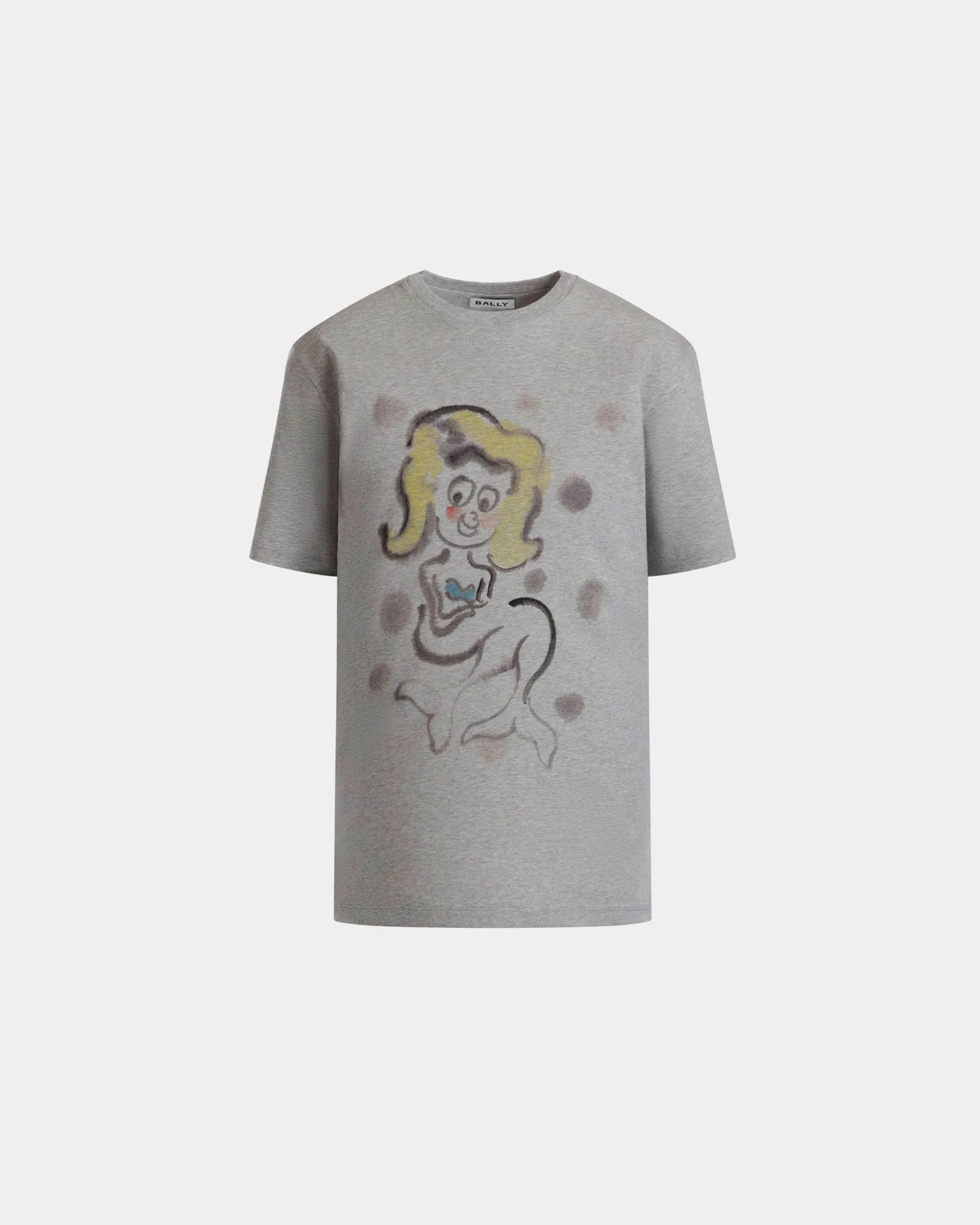 T-Shirt Mit Mermaid-Print Aus Graumelierter Baumwolle