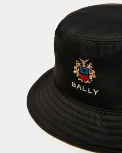 Wendehut Aus Funktionsgewebe In Schwarz Und Olive Green Mit Bally Crest Logo
