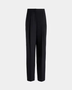 Wide Leg-Hose Für Damen Aus Wollmix In Navy Blue