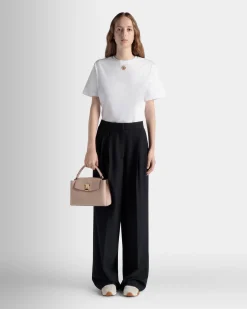 Wide Leg-Hose Für Damen Aus Wollmix In Navy Blue