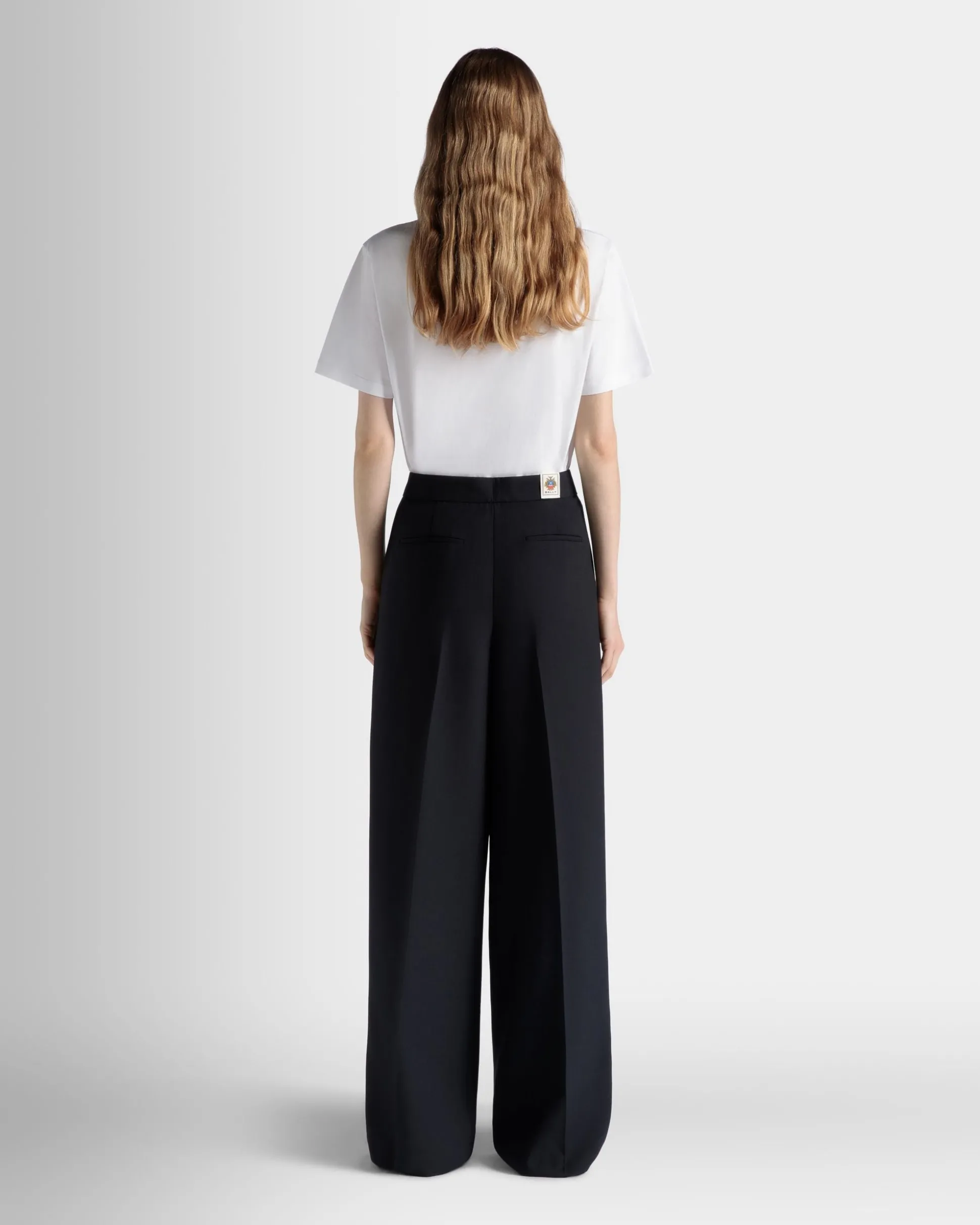 Wide Leg-Hose Für Damen Aus Wollmix In Navy Blue