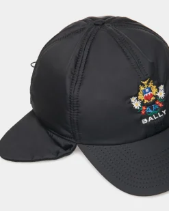 Winter Capsule Aviator-Mütze Mit Alpenblumen Aus Schwarzem Recyceltem Nylon