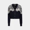 Winter Capsule Cardigan Aus Wolle In Navy Blue Mit Heritage-Blume