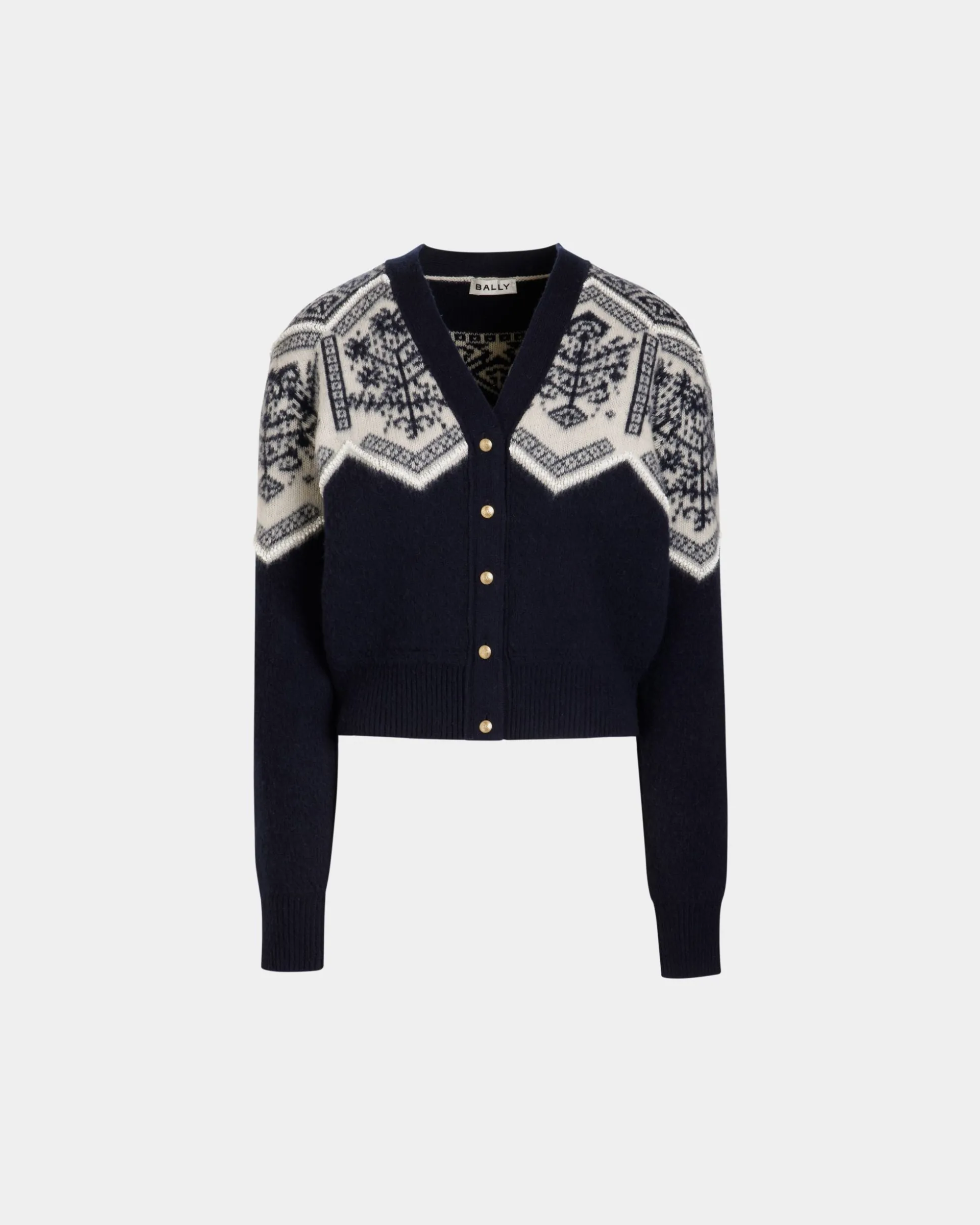 Winter Capsule Cardigan Aus Wolle In Navy Blue Mit Heritage-Blume