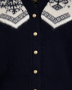 Winter Capsule Cardigan Aus Wolle In Navy Blue Mit Heritage-Blume