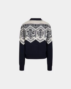Winter Capsule Cardigan Aus Wolle In Navy Blue Mit Heritage-Blume