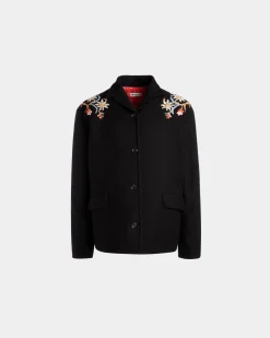 Winter Capsule Jacke Mit Alpenblumen Aus Wollmix In Schwarz