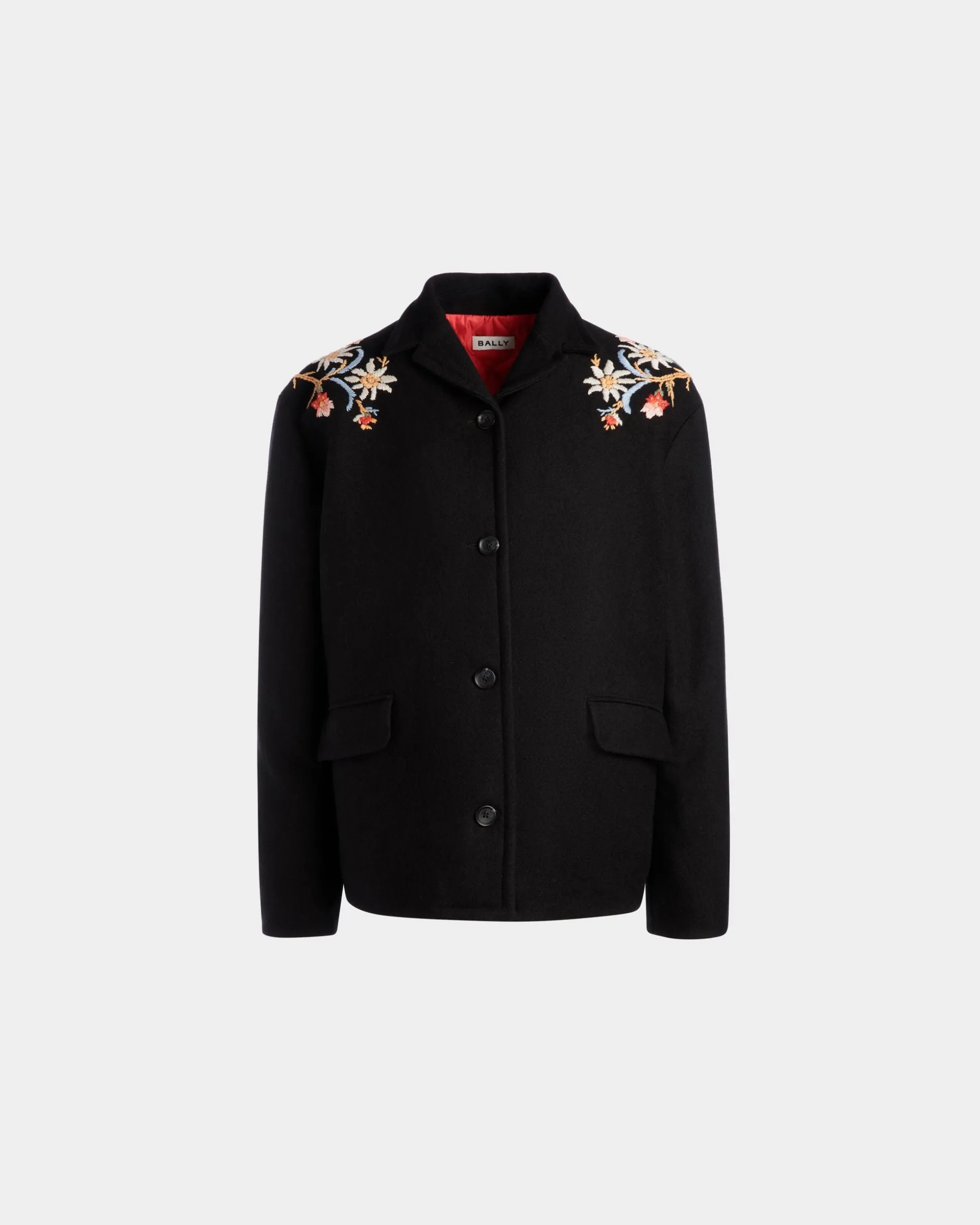 Winter Capsule Jacke Mit Alpenblumen Aus Wollmix In Schwarz