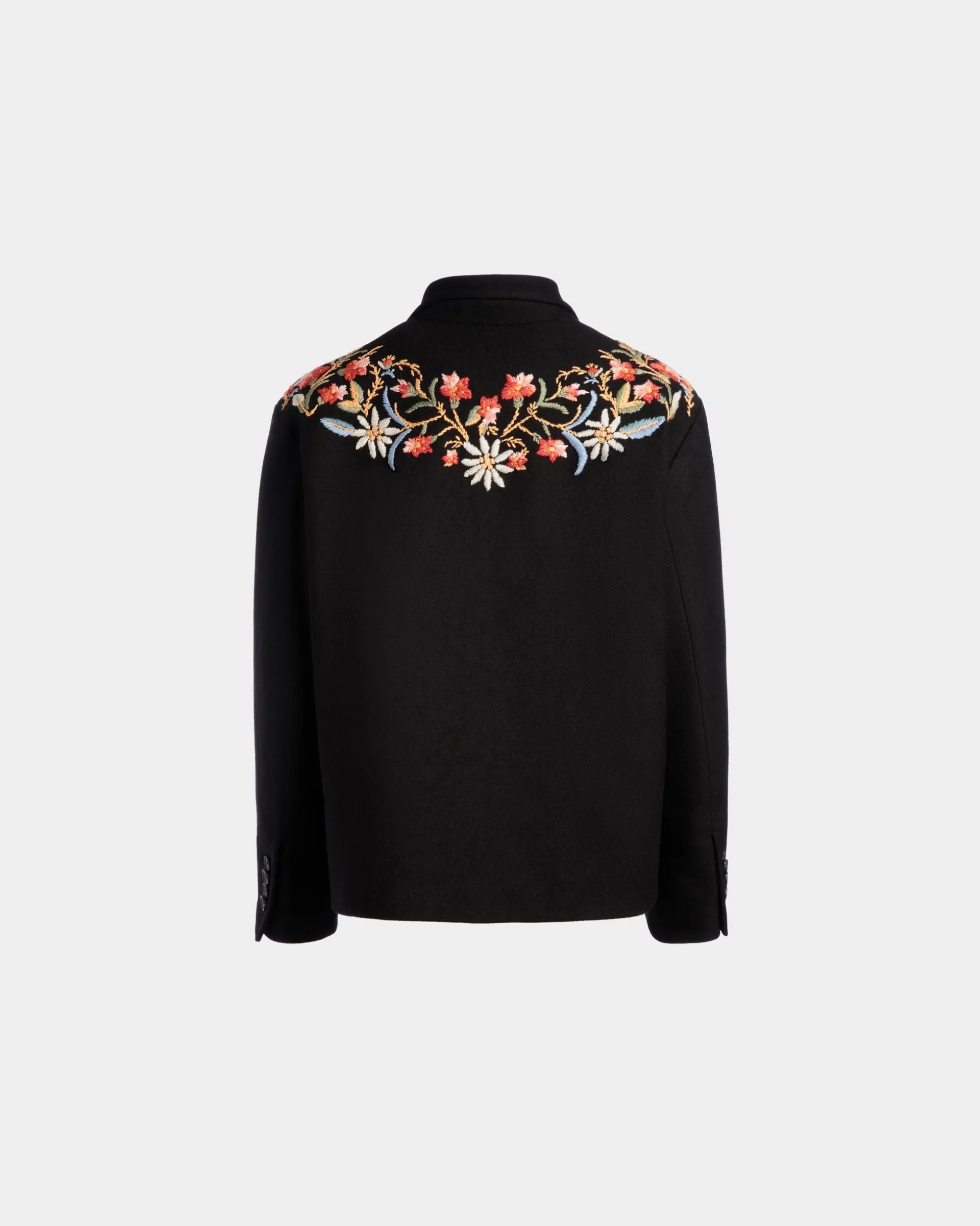 Winter Capsule Jacke Mit Alpenblumen Aus Wollmix In Schwarz
