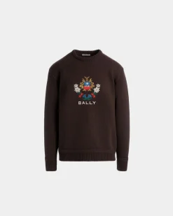 Winter Capsule Pullover Mit Rundhalsausschnitt Und Alpenblumen Aus Wolle In Ebenholzschwarz