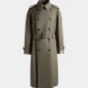 Zweireihiger Gabardine-Trenchcoat Aus Baumwollmix In Military Green