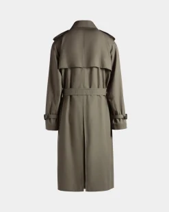 Zweireihiger Gabardine-Trenchcoat Aus Baumwollmix In Military Green
